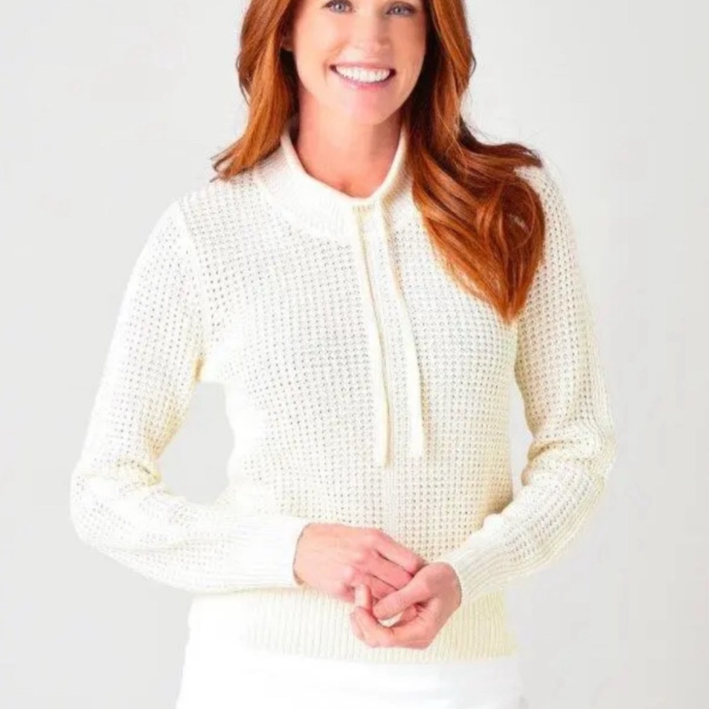 Peter Millar Cream Chunky Knit Turtleneck Sweater
